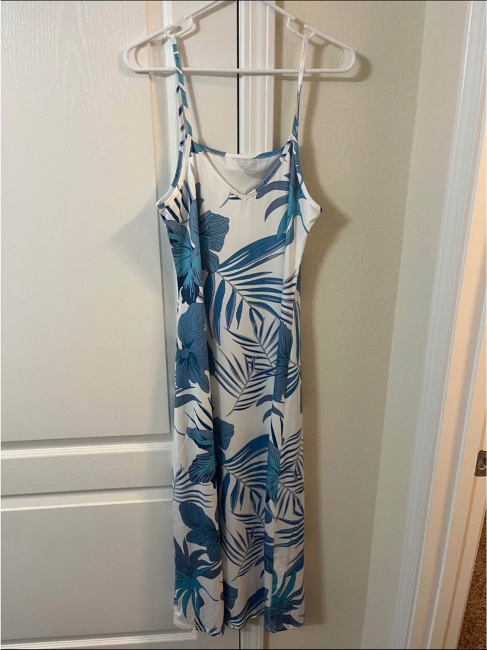 Tropical Blue Floral Slip Dress